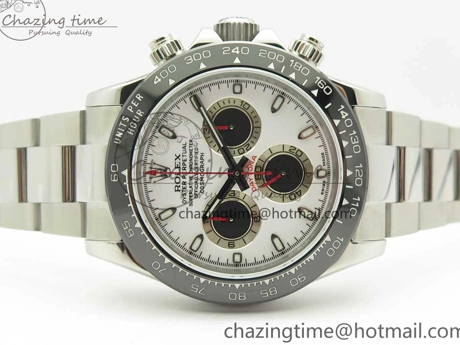 0107 Daytona 116500 JHF Best Edition Ceramic Bezel White Dial Black Red on SS Bracelet A Elegant 3266